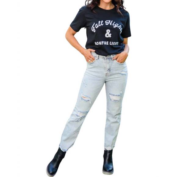 NEW 123 AMORE fall nights graphic t-shirt in black - Picture 2 of 4